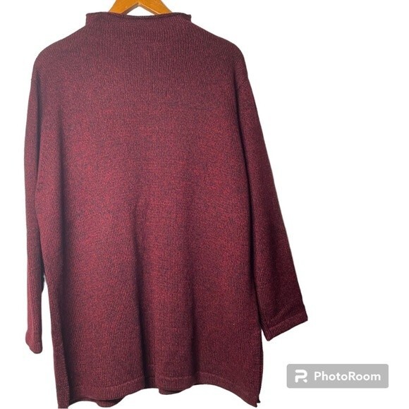 Joau Bass Red Black Wool Blend Sweater Woman's Size 1x - Picture 4 of 7